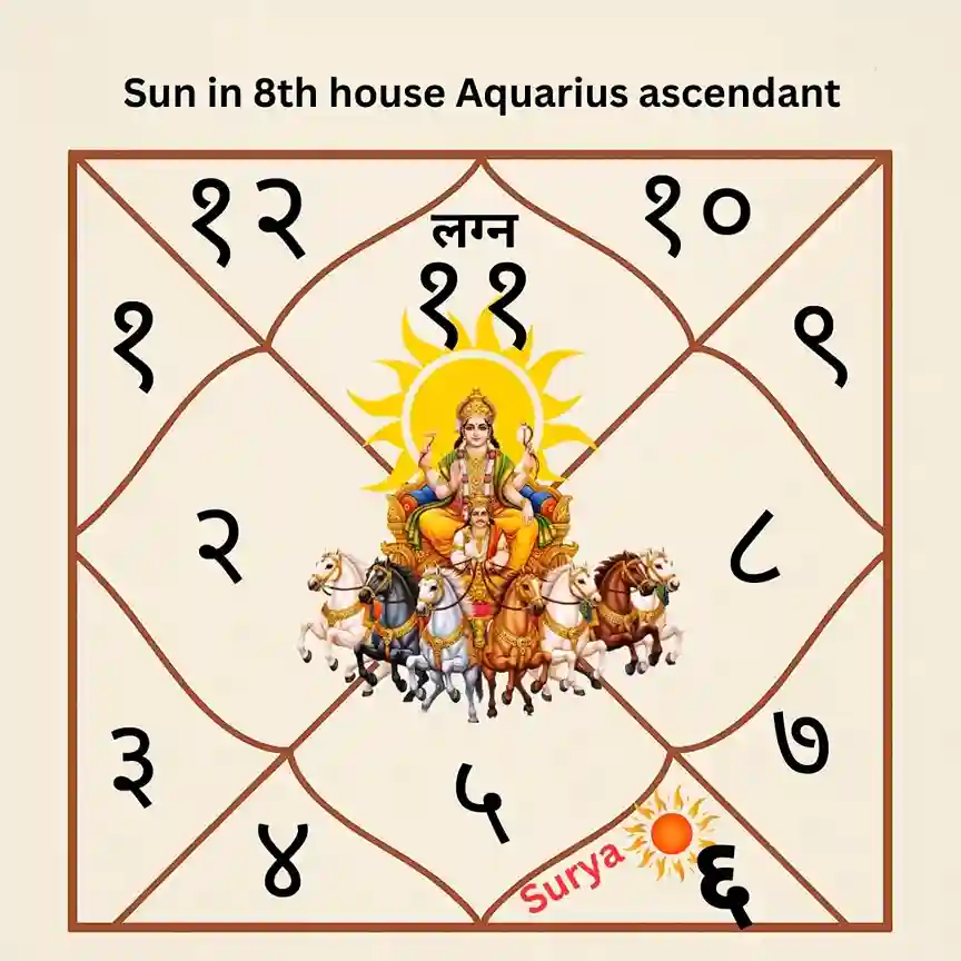 Sun in 8th house: अष्टम भाव में सूर्य का फल और गहन विश्लेषण Sun in 8th house Aquarius ascendant