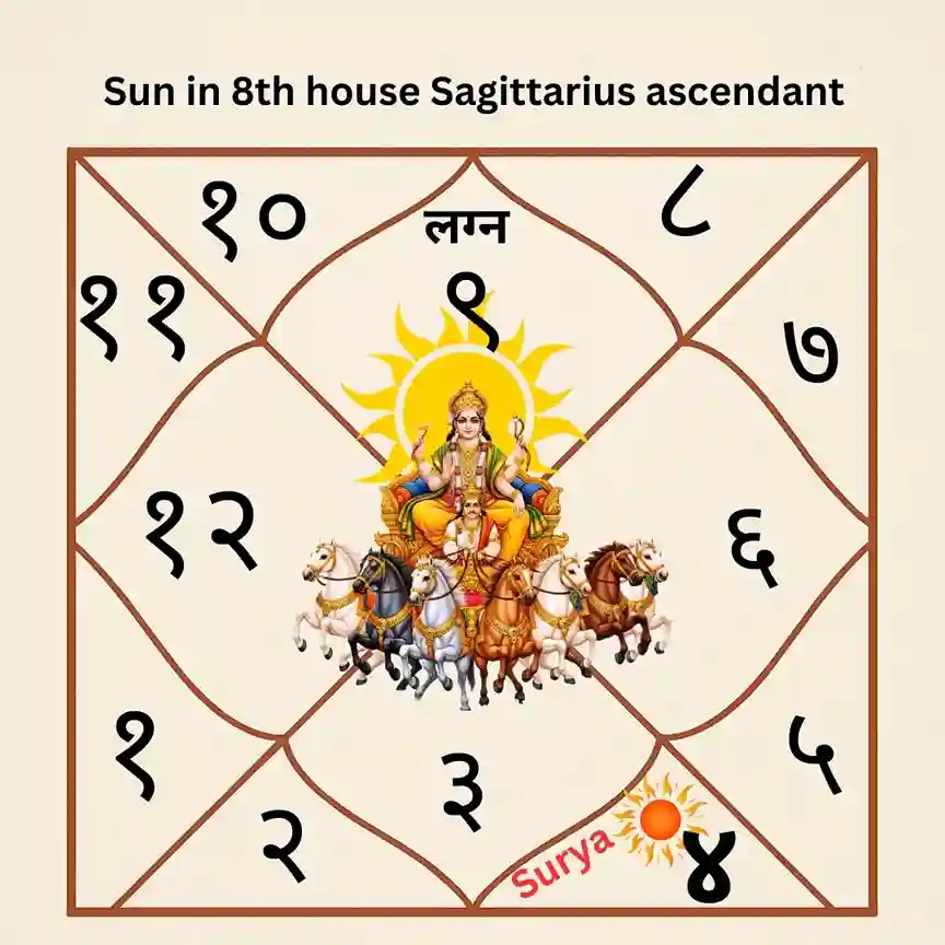 Sun in 8th house: अष्टम भाव में सूर्य का फल और गहन विश्लेषण Sun in 8th house Sagittarius ascendant